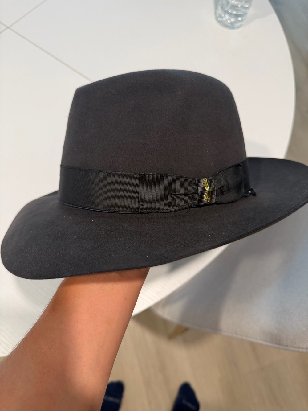 Borsalino Classic charcoal Fedora Hat with Grosgrain Band